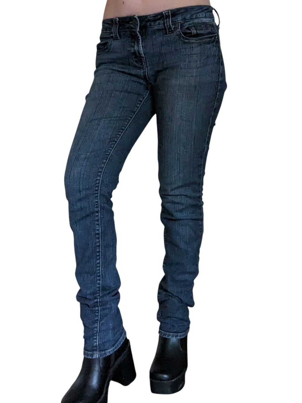 retro Y2K low rise straight leg  denim skinny jeans